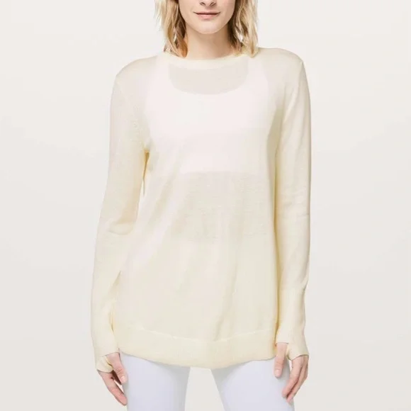 Lululemon Still At Ease Cashlu Knit Pullover Sweater in Angel Wing Cream Size 6 - Picture 3 of 13